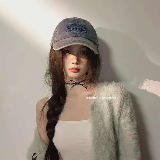 Sinie Hats Washed denim embroidered-logo baseball cap product detail image 5