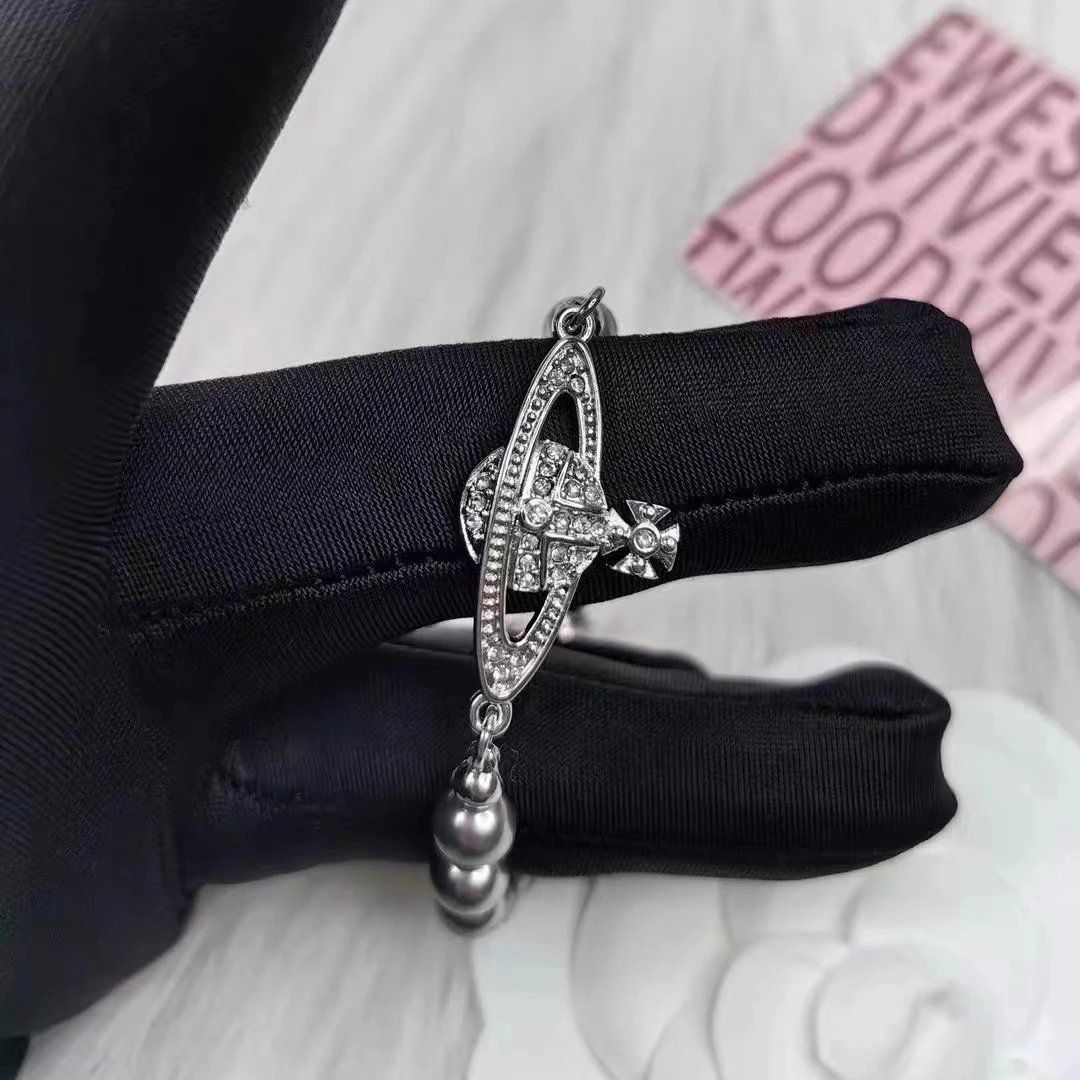 Vivienne Westwood Orb Grey Pearl Crystal Bracelet