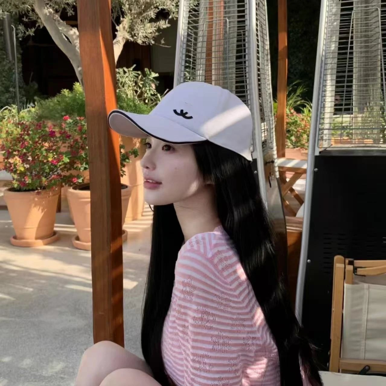 Eline Logo Embroidered Black White Adjustable Baseball Cap