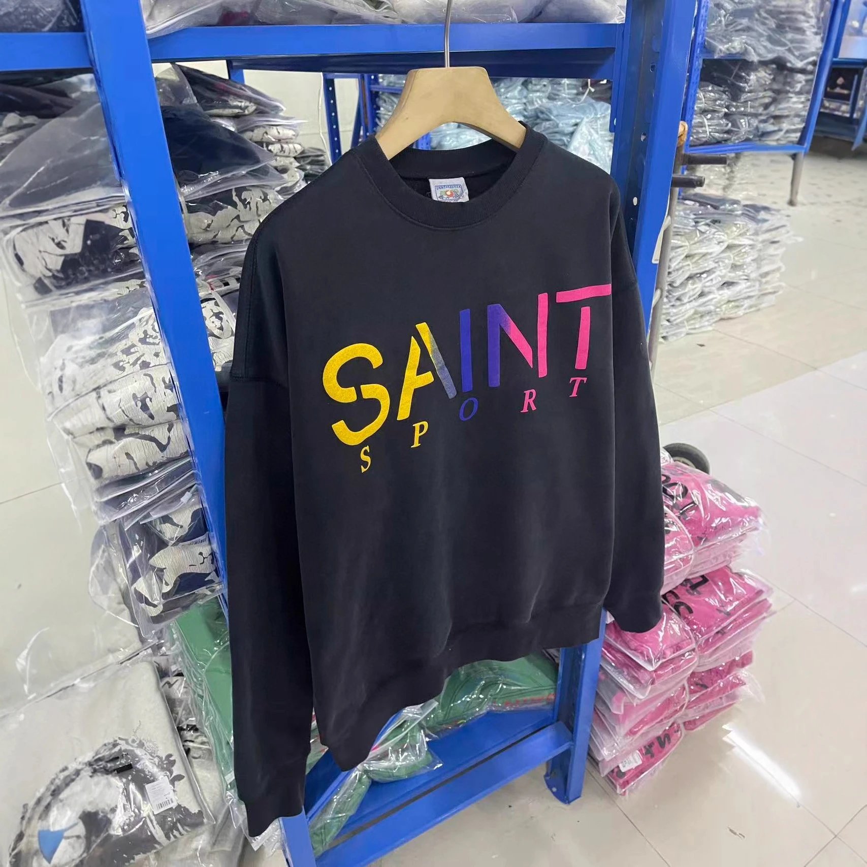 Black Oversized Crewneck Sweatshirt Black Casual