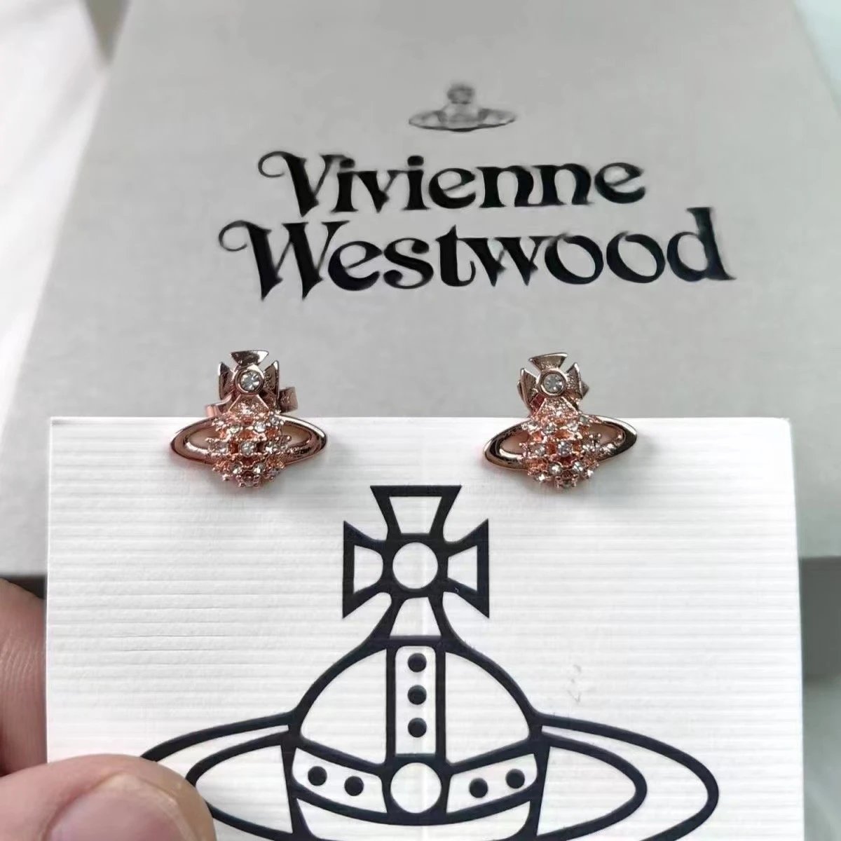 Vivienne Westwood Orb Gold Crystal Stud Earrings