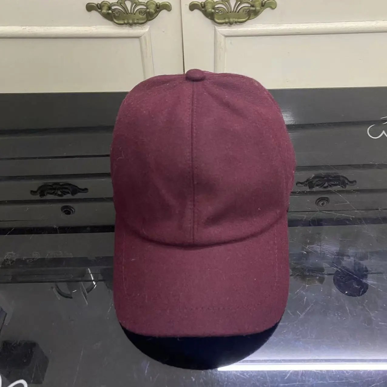 Unbranded Hats Wool-Blend Baseball Cap — Wine red