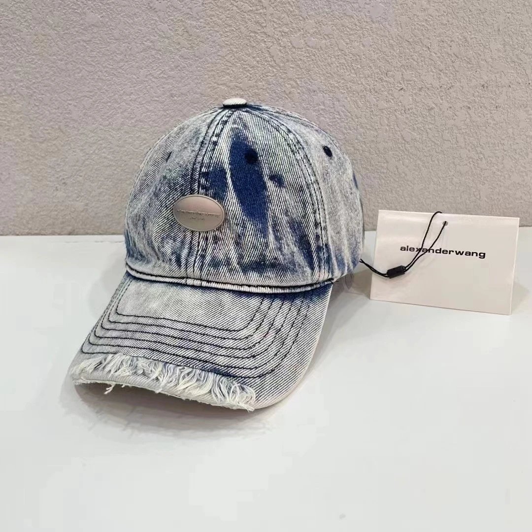 Denim Baseball Cap Distressed Washed Blue Gray Vintage Dad Hat