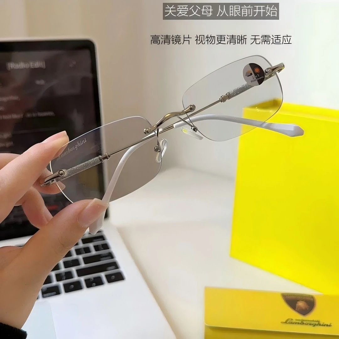 Automobili Lamborghini Rimless Gray Silver Sportive Eyewear