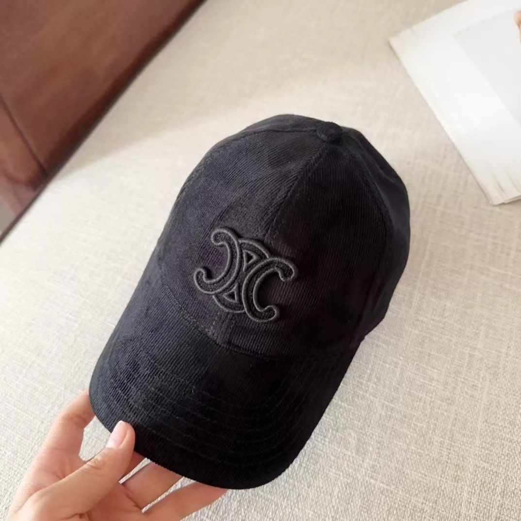 Corduroy Baseball Cap Embroidered Logo Beige Pink Red Black Navy Olive Casual Hat