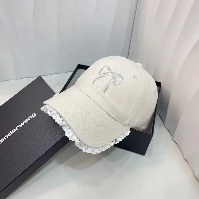 Alexander Wang Hats Rhinestone Bow Lace-Trim Baseball Cap product detail image 5