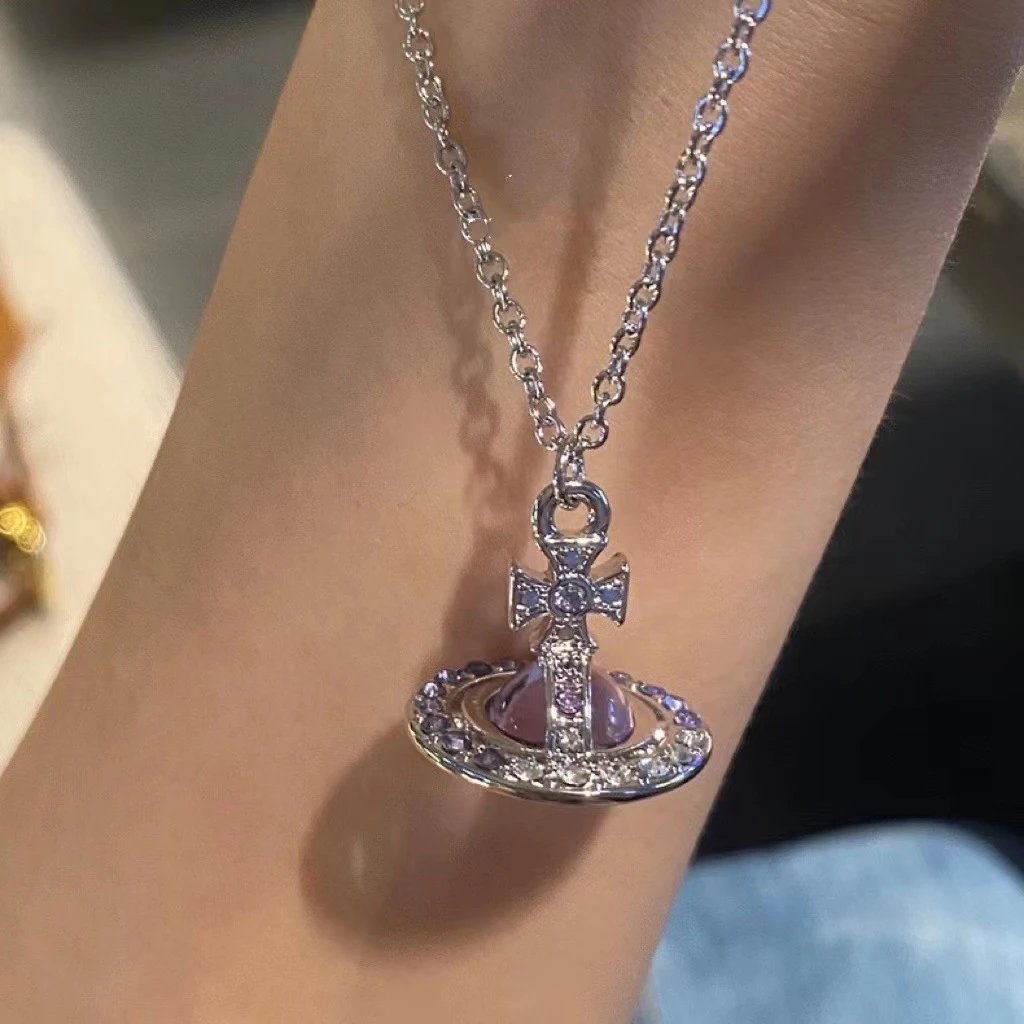 Vivienne Westwood Orb Purple Crystal Pendant Necklace