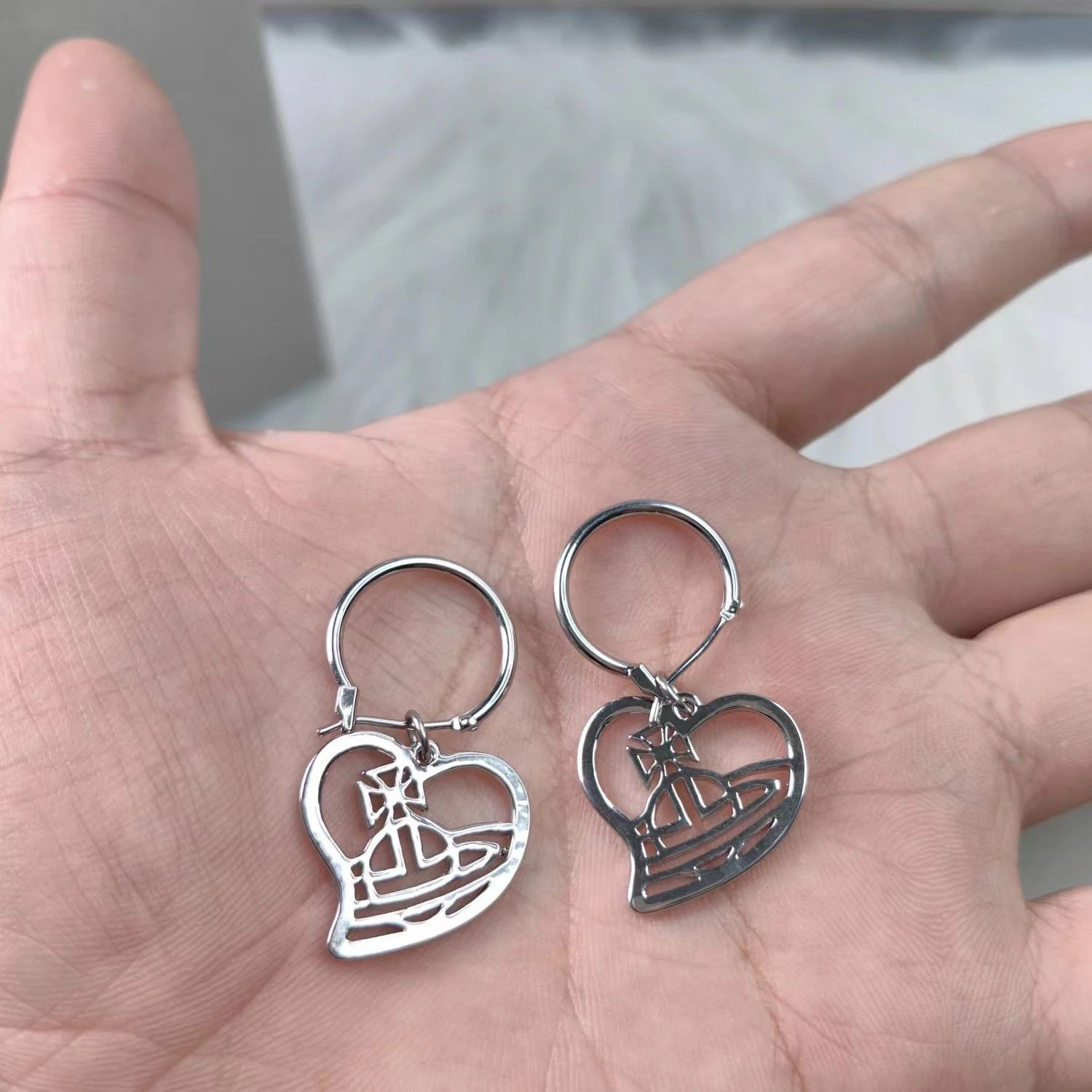 Vivienne Westwood Orb Heart Silver Punk Keychain