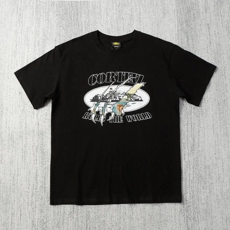 Corteiz Rules The World White Black Graphic T-Shirt