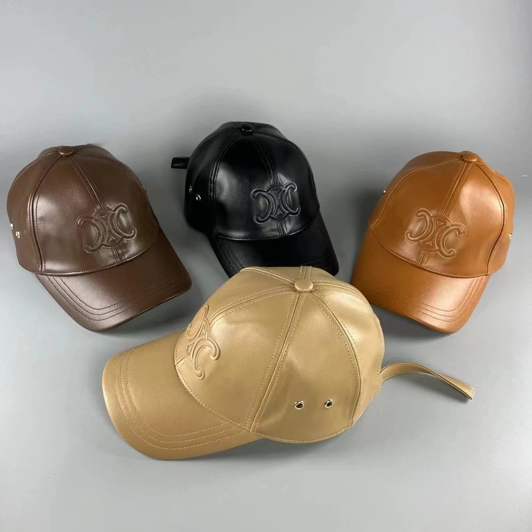 Celine Hats Triomphe Logo Leather Baseball Cap image 1