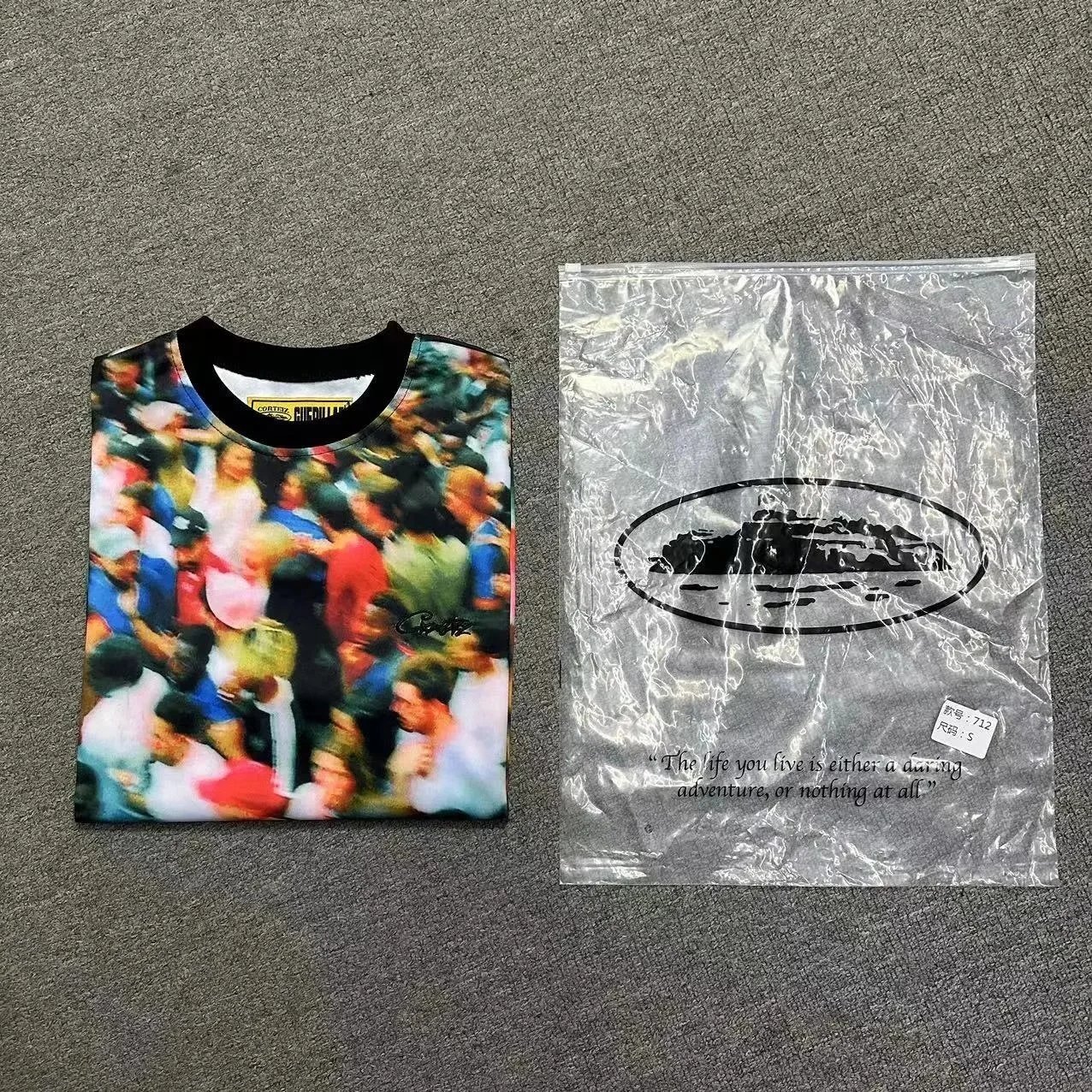 Graphic Print T-Shirt Multicolor Crowd Pattern Streetwear
