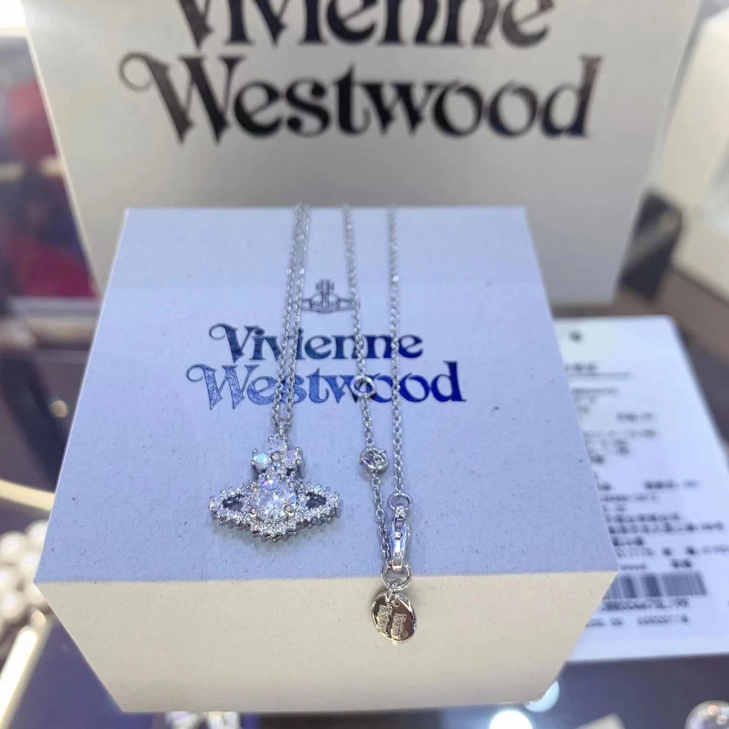 Vivienne Westwood Orb Silver Crystal Pendant Necklace
