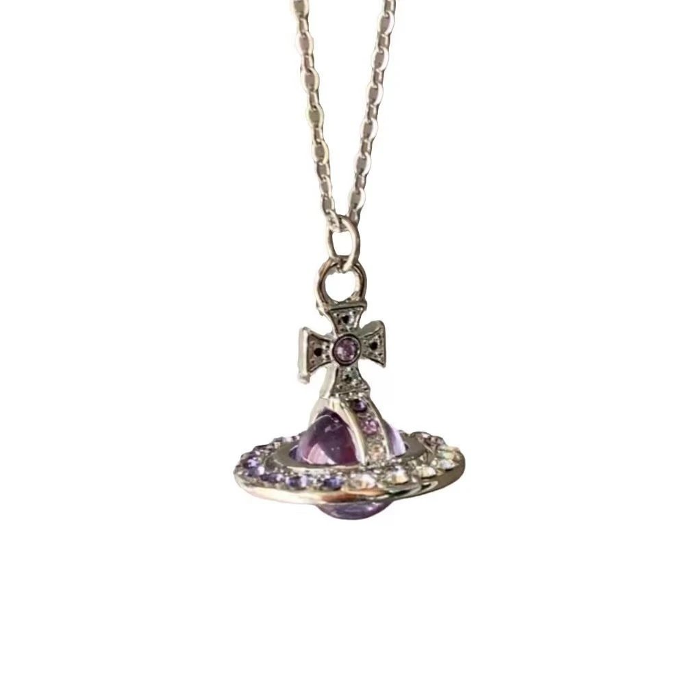 Vivienne Westwood Orb Purple Crystal Pendant Necklace