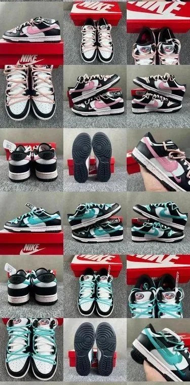 Nike Dunk Low Pink and Teal Colorblock Casual Sneakers