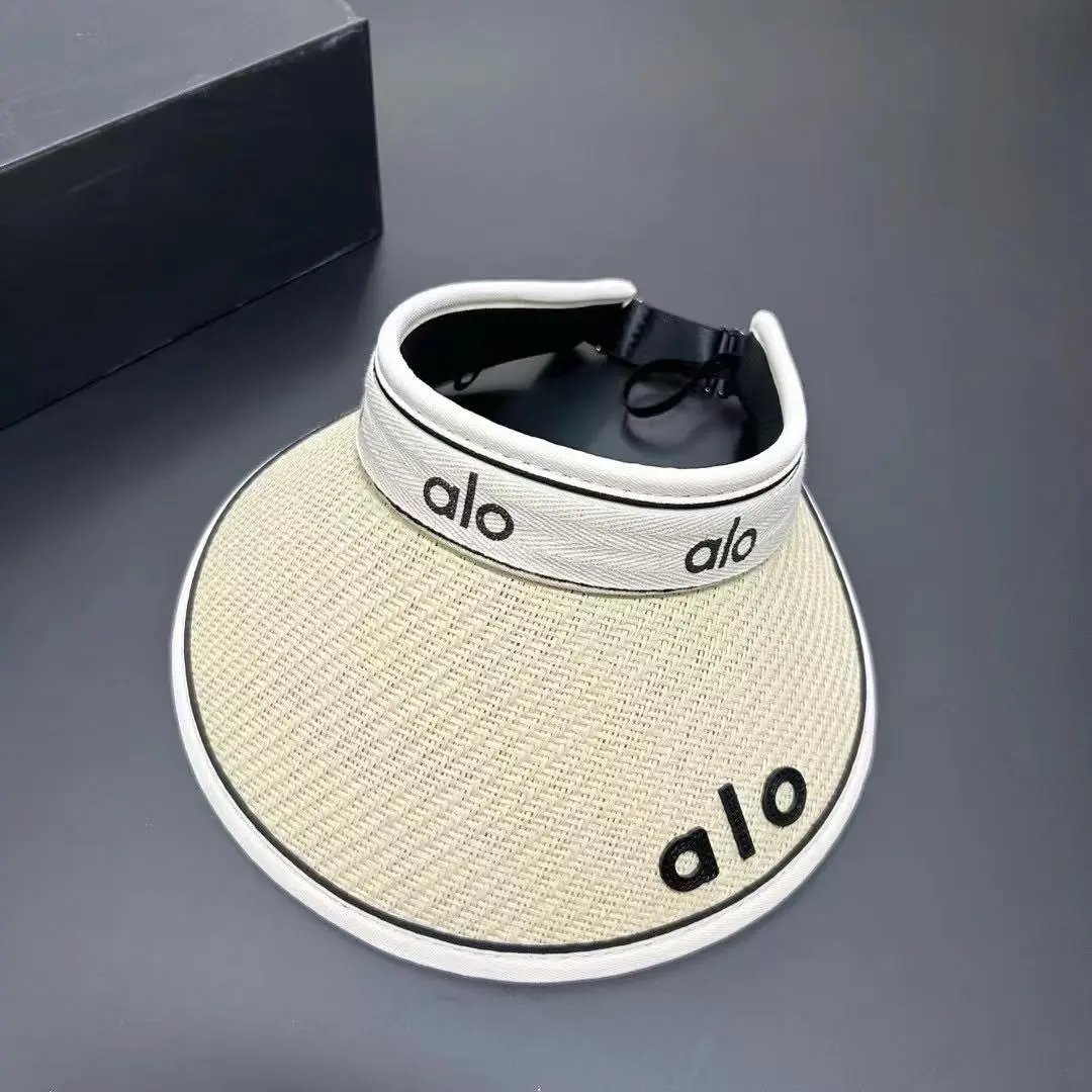 Alo Sun Visor Beige Black Woven Sport Visor