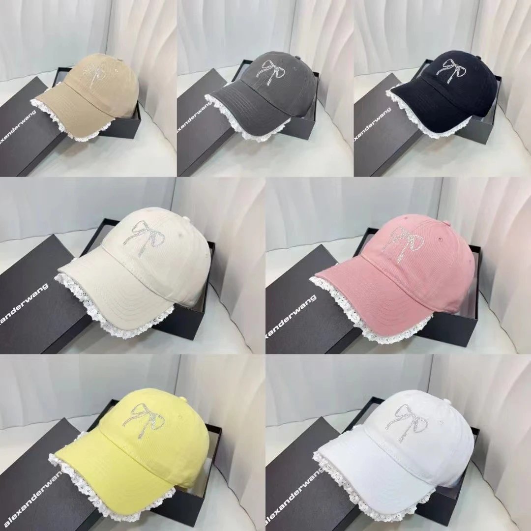 Alexander Wang Hats Rhinestone Bow Lace-Trim Baseball Cap image 1