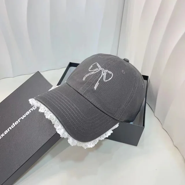Alexander Wang Hats Rhinestone Bow Lace-Trim Baseball Cap product detail image 6