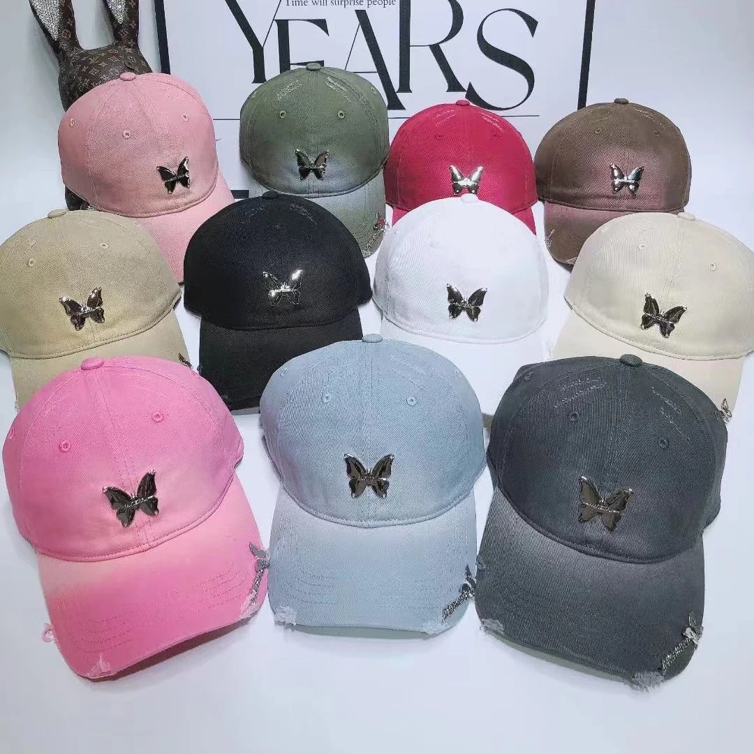 Unbranded Hats Butterfly Metal Accent Distressed Baseball Cap image 1