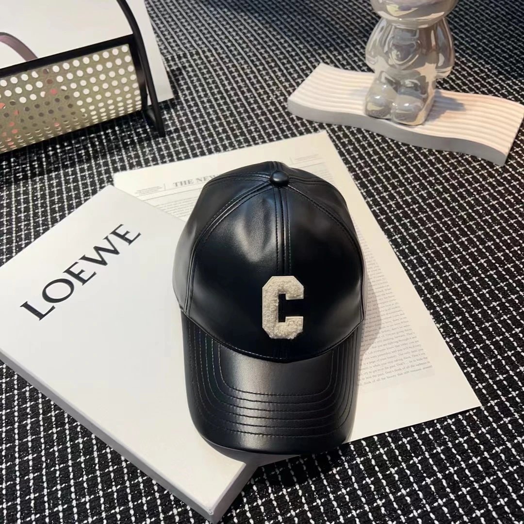 LOEWE C Logo Leather Baseball Cap Brown Black Navy Beige Casual