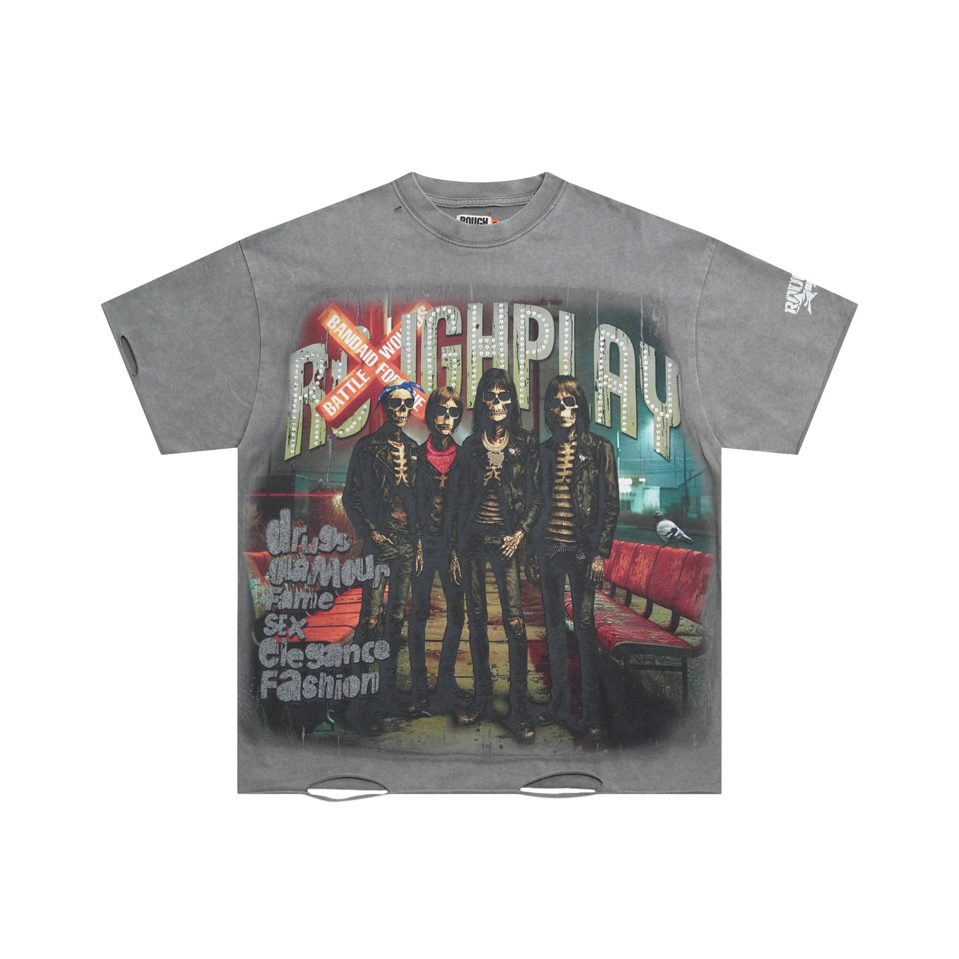 Rough Play Gray Graphic Band Tee