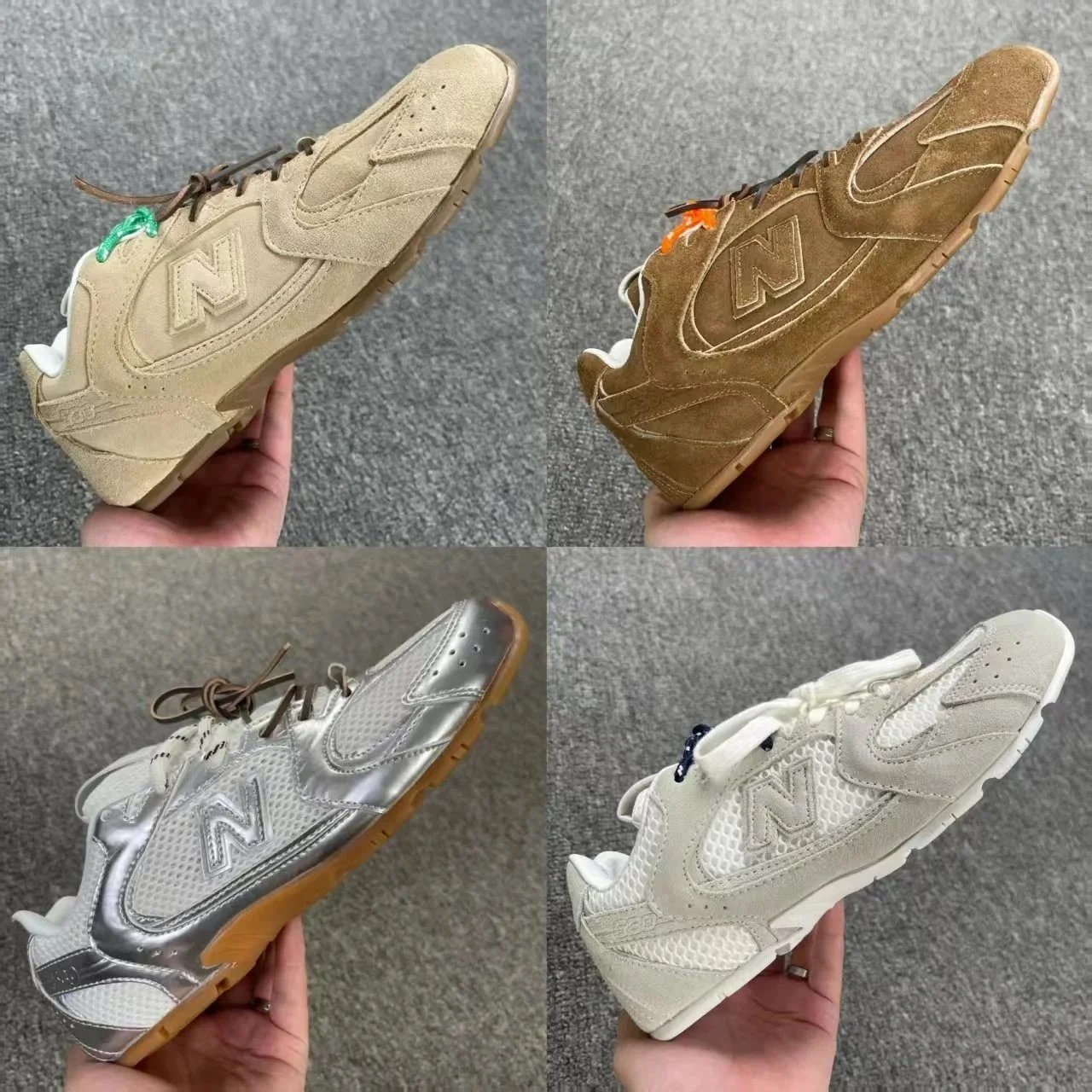 New Balance 993 Beige Brown Silver Off White Suede Mesh Sneakers