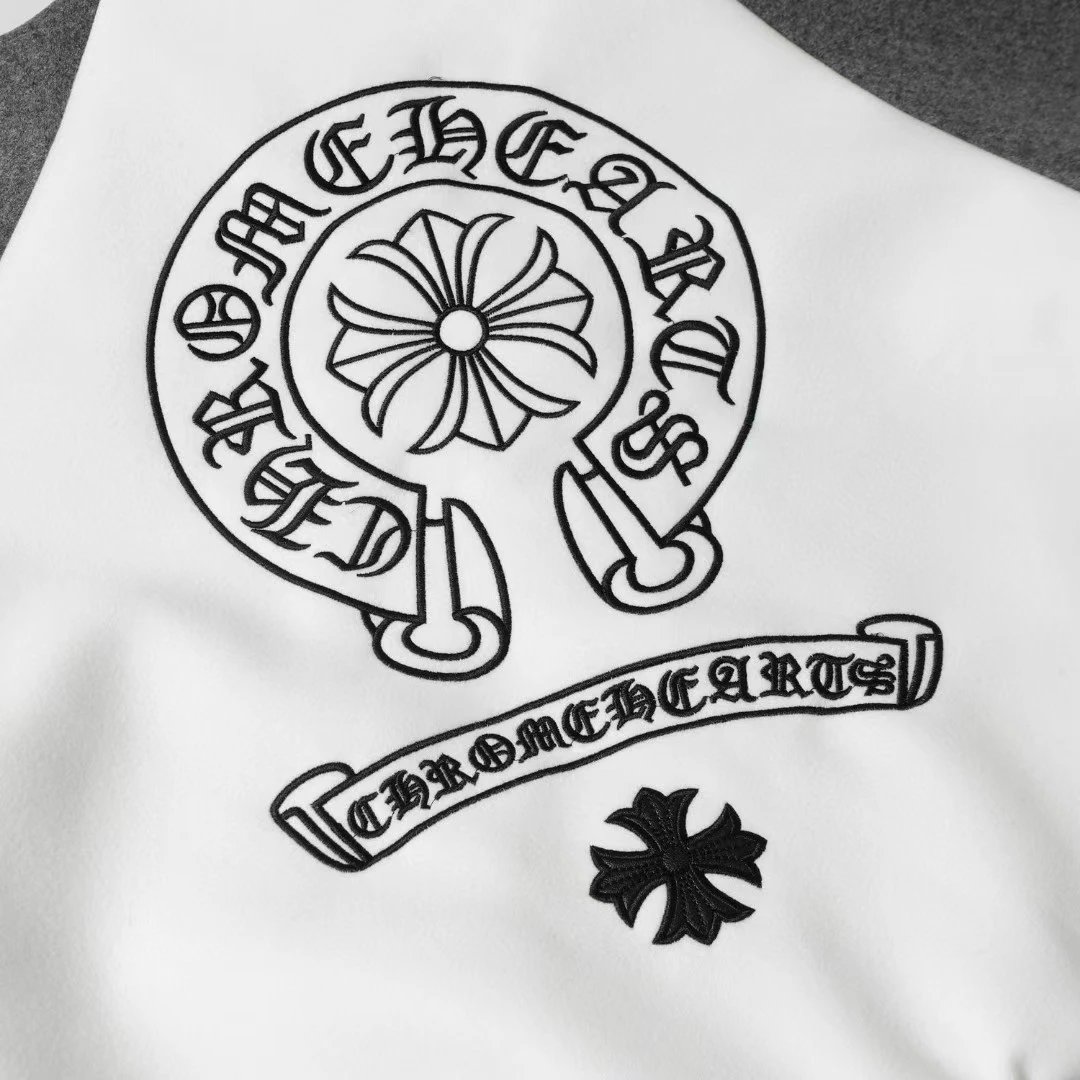 Chrome Hearts White Gray Raglan Baseball Jacket