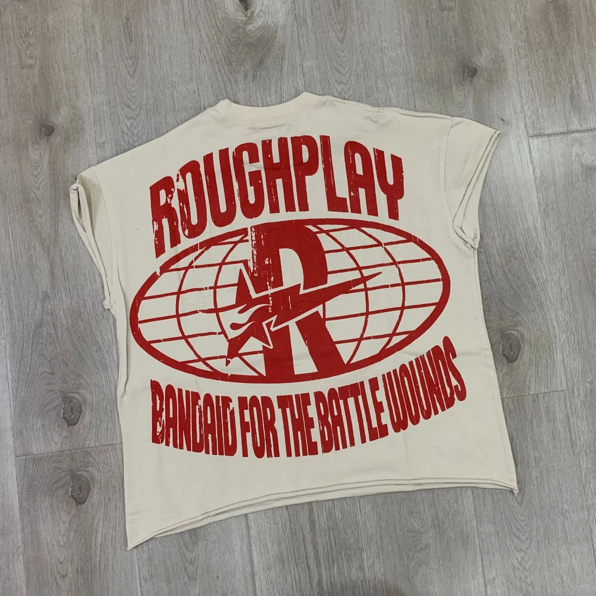 Roughplay Bandaid For The Battle Wounds Off White Graphic Tee
