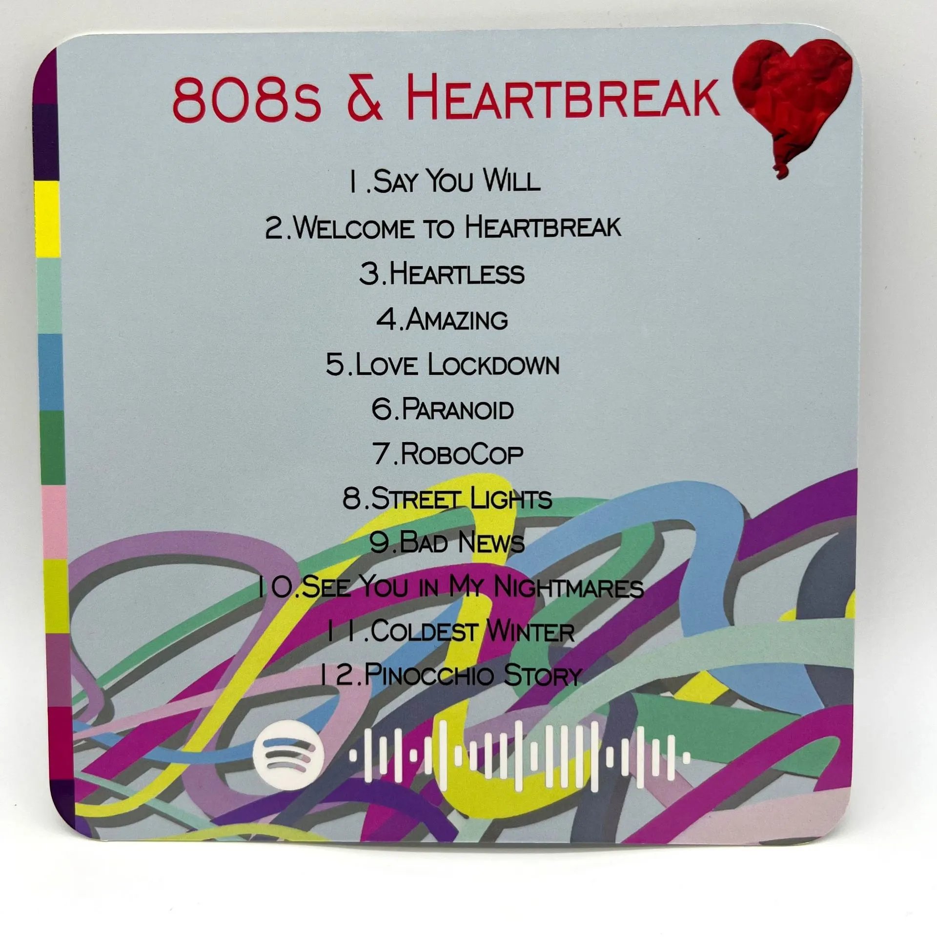 Spotify 808s & Heartbreak Multicolor Abstract Coaster