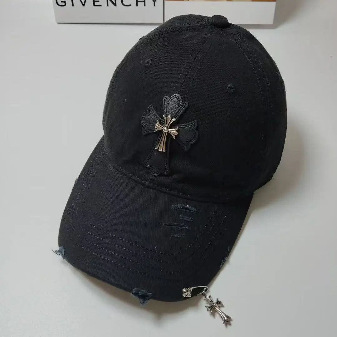Cross Embroidered Distressed Baseball Cap Six Colors Streetwear