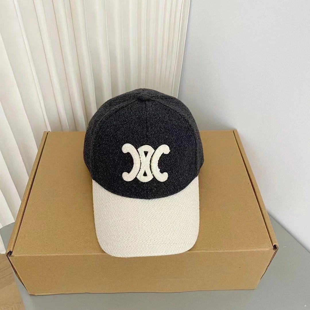 Two Tone Baseball Cap Black Beige Embroidered Logo Streetwear