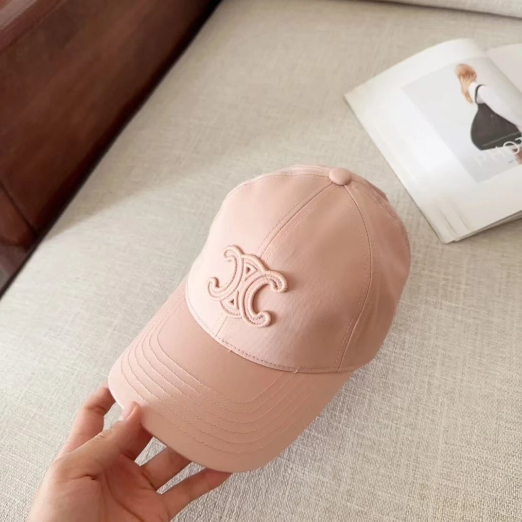 Celine Logo Embroidered Beige Pink Black Brown Navy Denim Baseball Cap