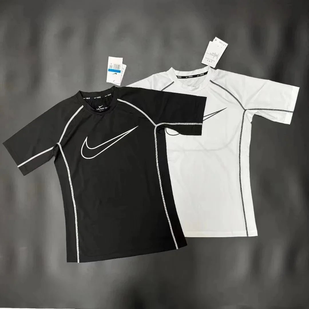 Nike Pro Short Sleeve Black White Performance T-Shirt