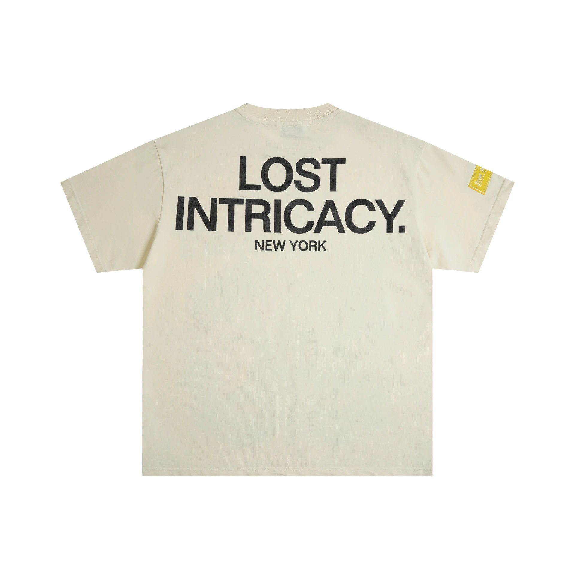 Graphic Tee Cream Yellow Studded Bold Letter Print Casual T-Shirt