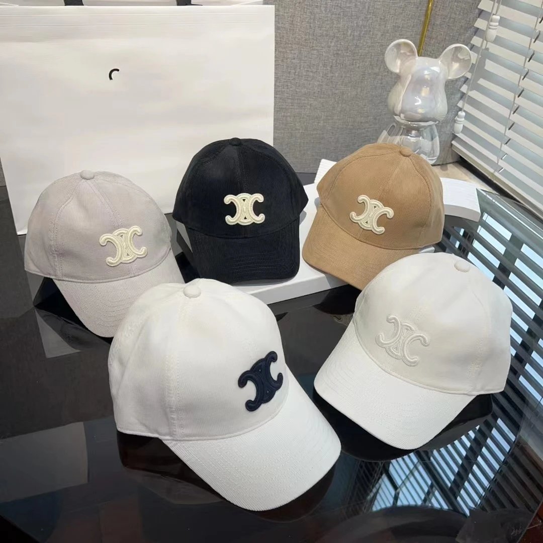 Celine Logo Embroidered White Casual Baseball Cap