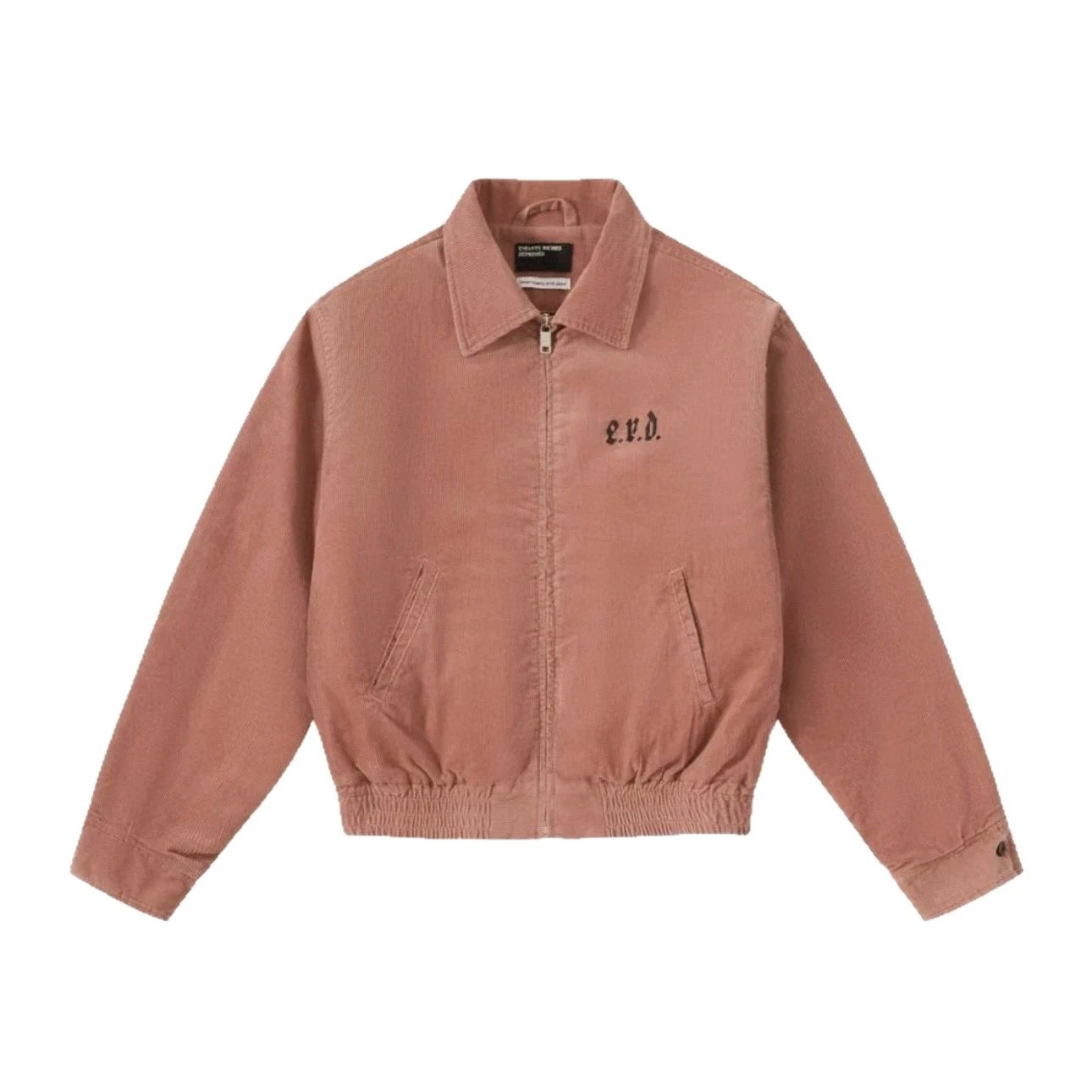 Corduroy Jacket Pink Graphic Print Oversized Bomber