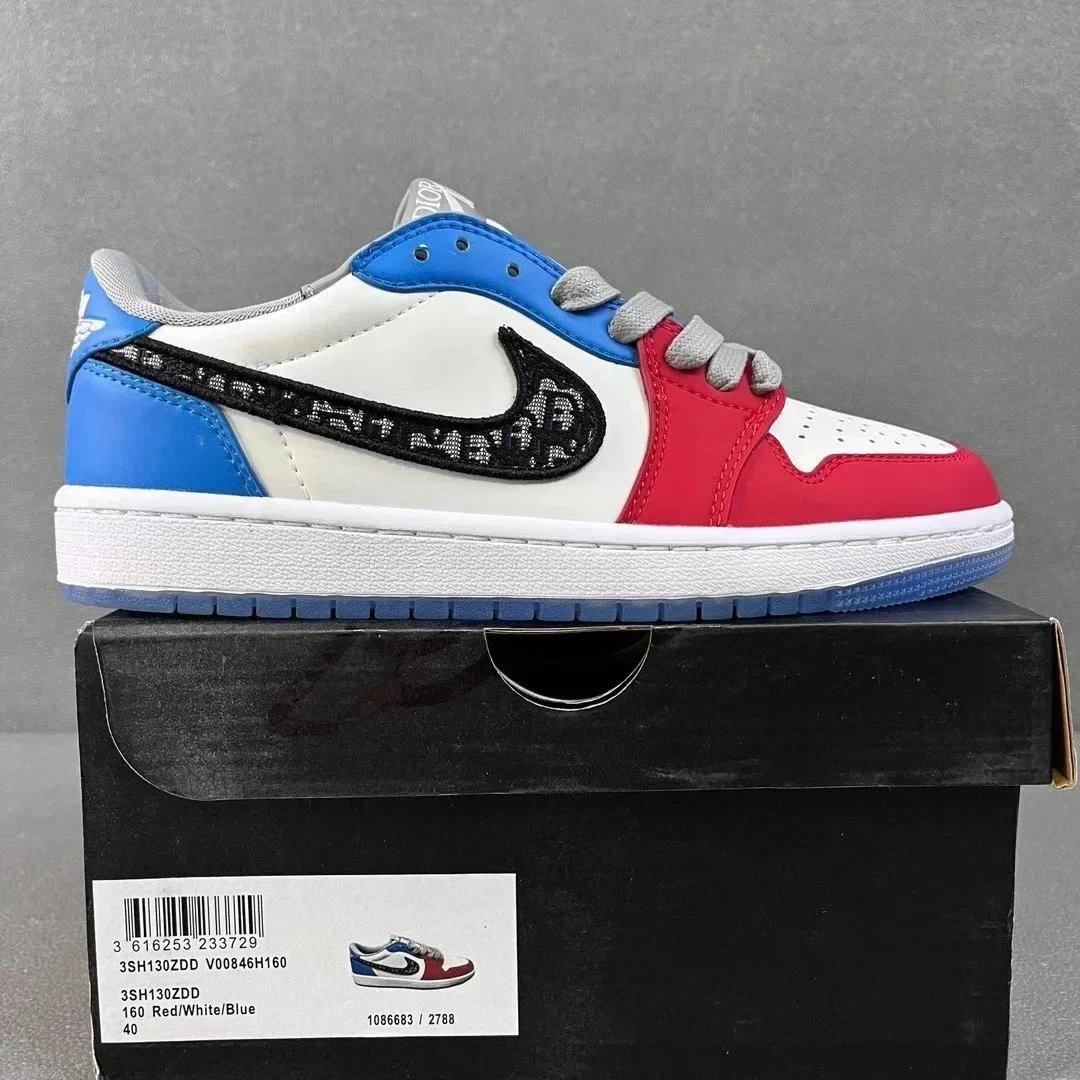 Nike Air Jordan 1 Low Patterned Colorblock Sneakers