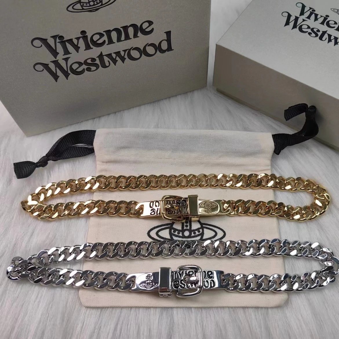 Vivienne Westwood Gold Tone Orb Logo Chain Belt