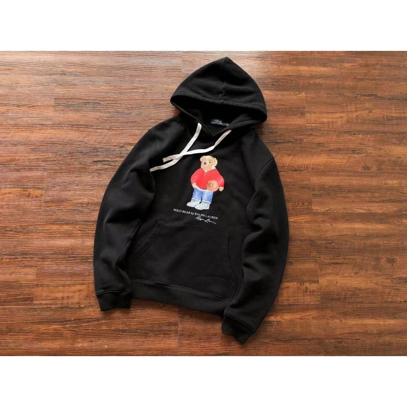 Ralph Lauren Hoodies & Sweatshirts Polo Bear Graphic Pullover Hoodie — L048 BLACK