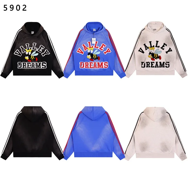 Vale Forever Hoodies & Sweatshirts Striped Bee Graphic Hoodie product detail image 5