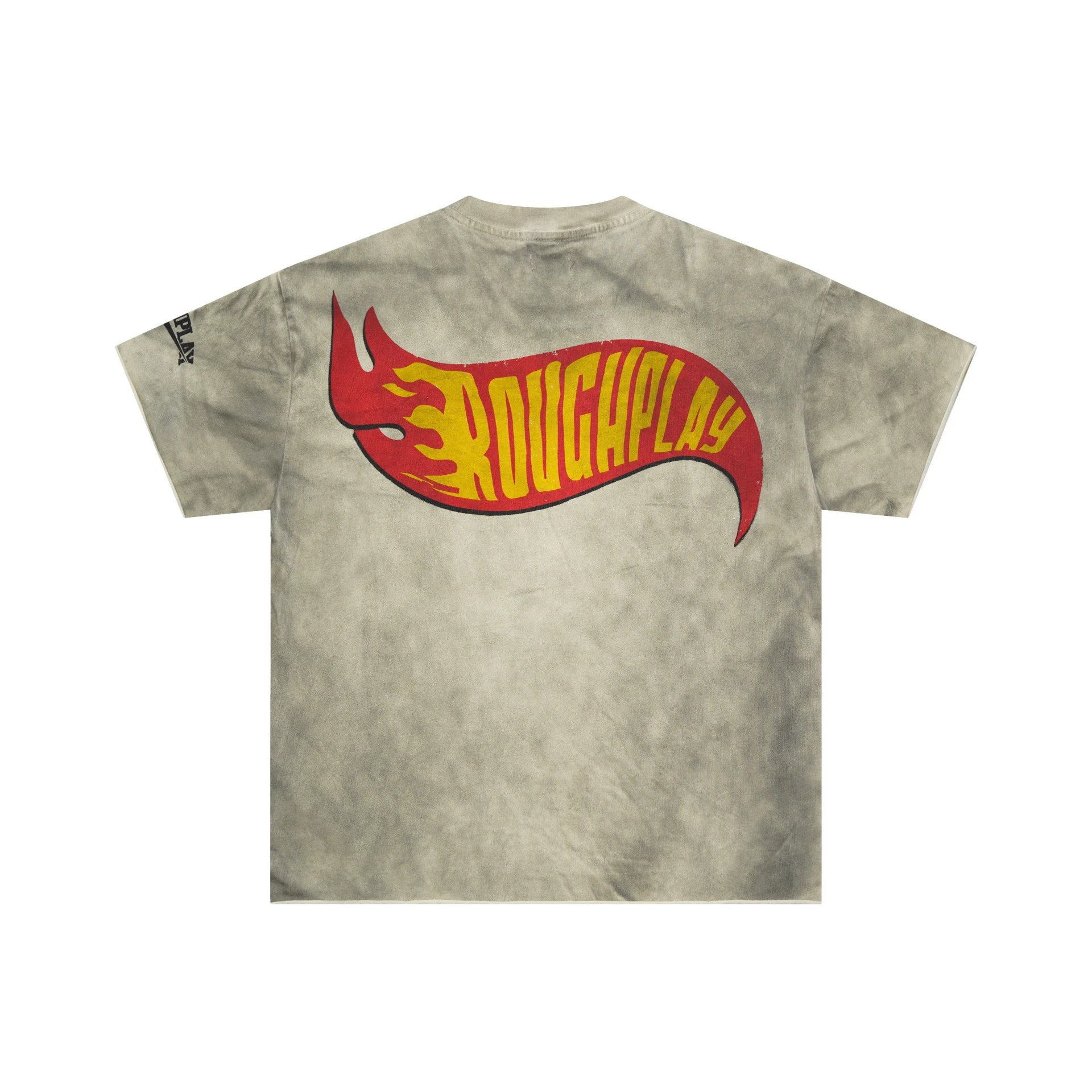 Roughplay Flame Logo Olive Green Distressed T-Shirt