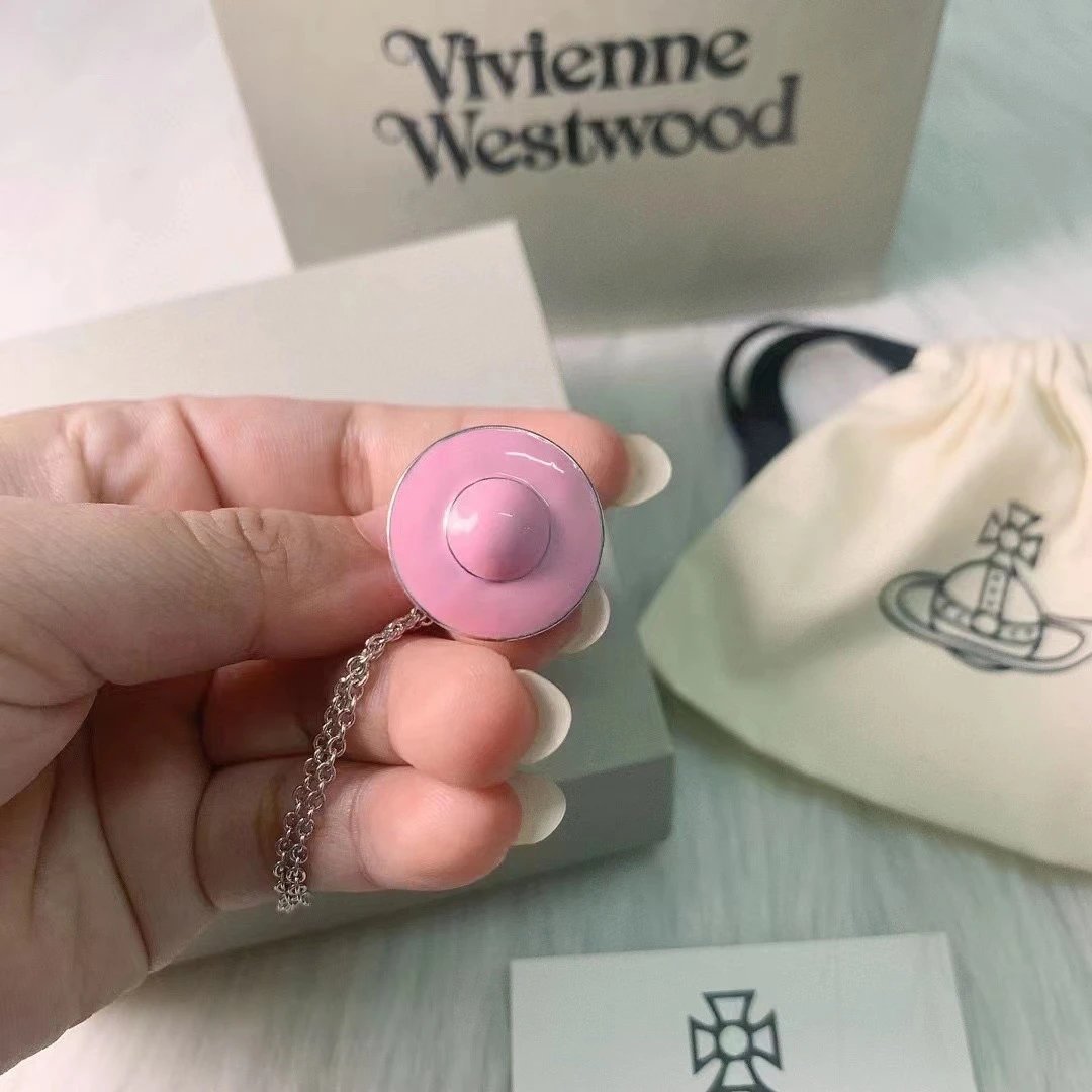 Vivienne Westwood Orb Pink Enamel Leverback Earrings