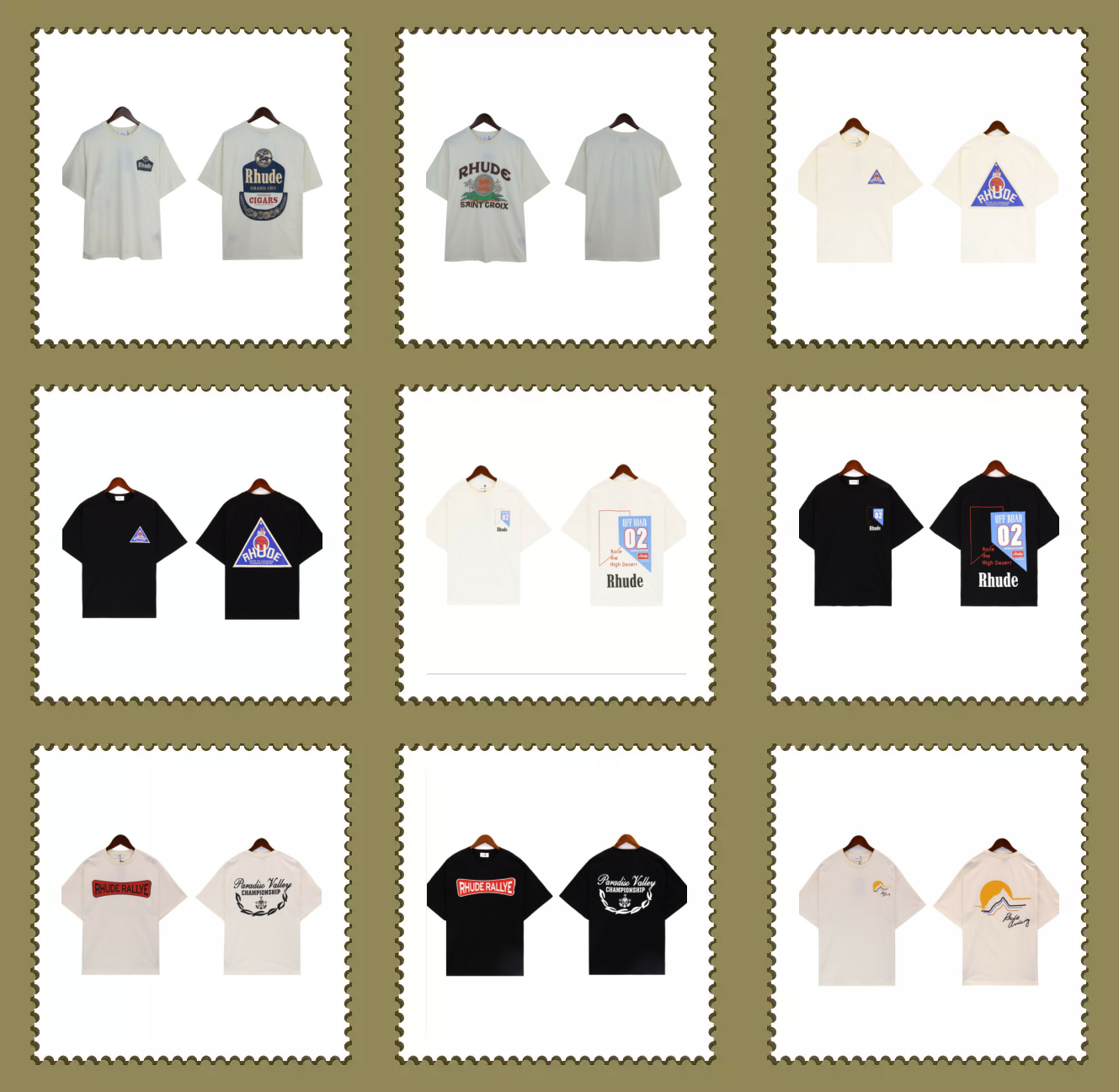 Rhude Graphic Print White Black Casual T-Shirt