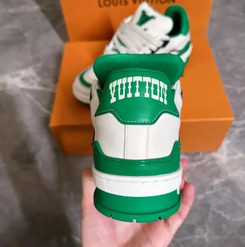 Louis Vuitton Trainer White Green Monogram Sneakers