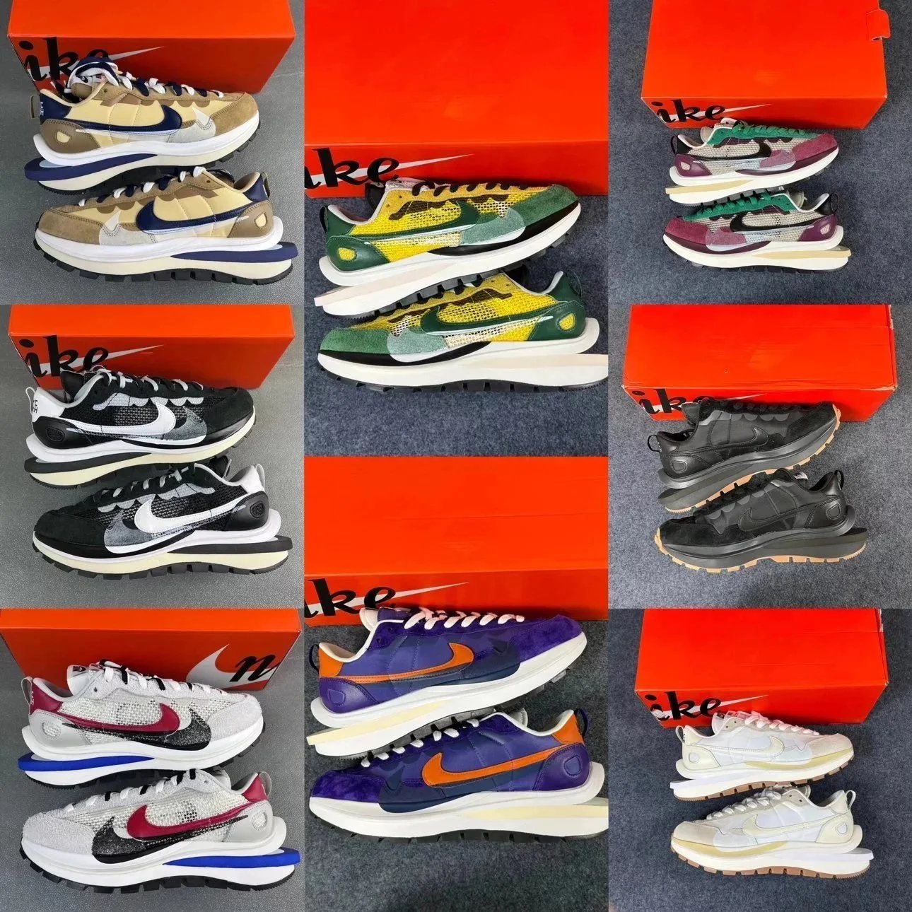 Nike Sacai Vaporwaffle Multi Color Layered Sneakers