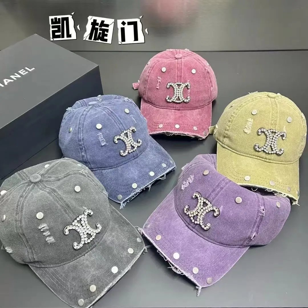 Chanel Hats Distressed Rhinestone Double-C Baseball Cap image 1