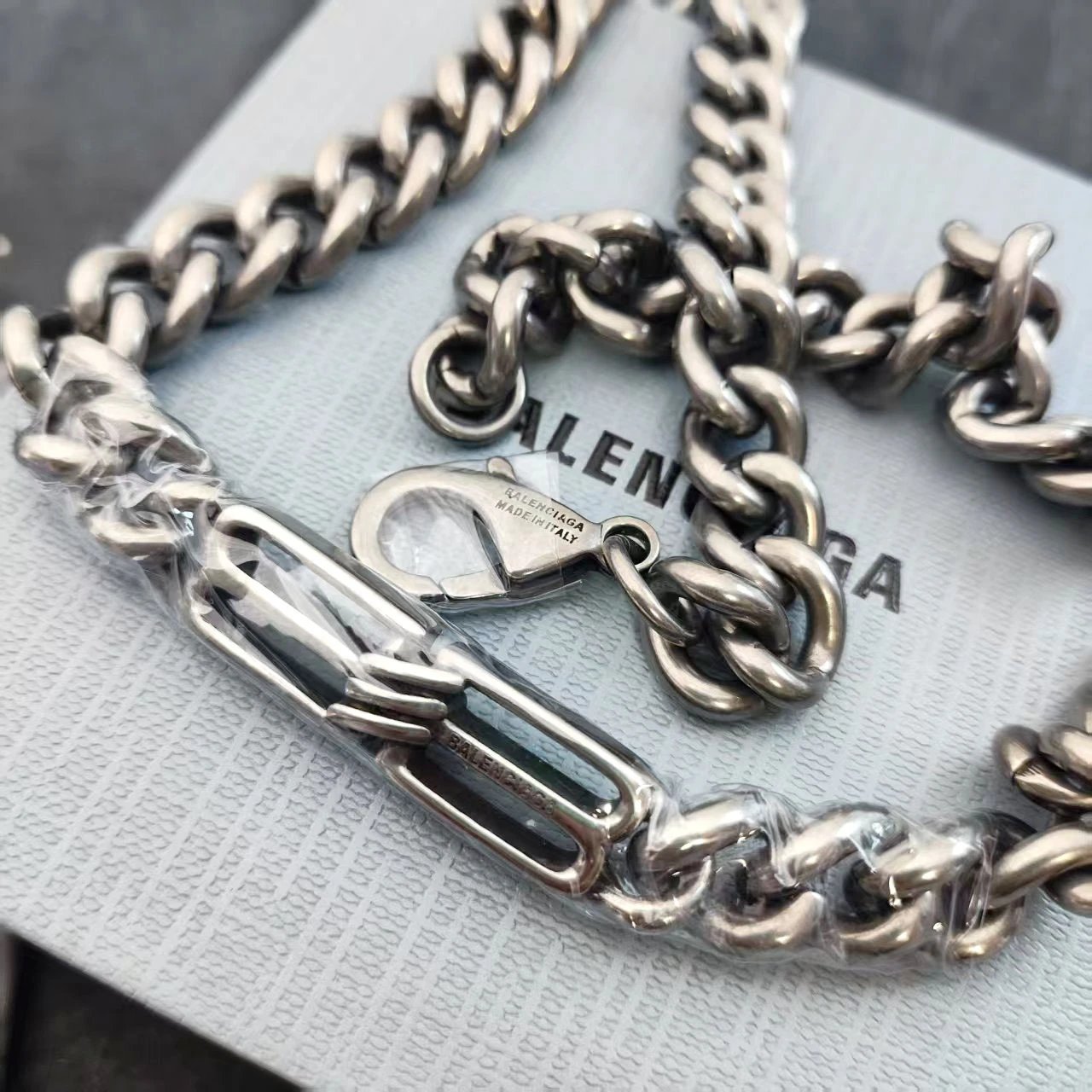 Balenciaga Chain Silver Industrial Link Necklace