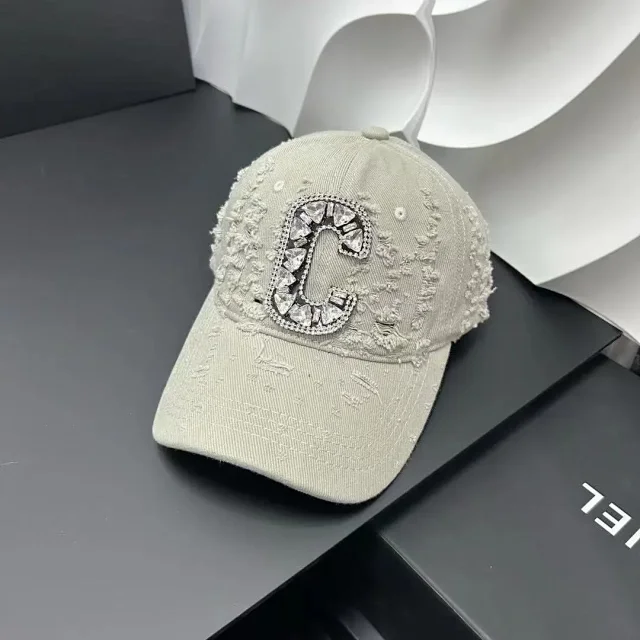 Unbranded Hats Distressed Rhinestone C Letter Baseball Cap product detail image 8