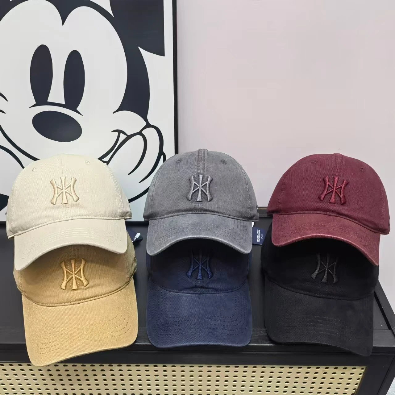 Unbranded Hats Washed cotton baseball cap with embroidered NY monogram image 1