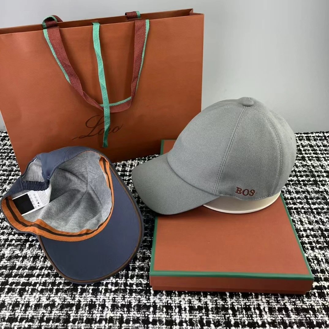 BOSS Hats Six-Panel Baseball Cap with Side Wordmark — Silver-gray