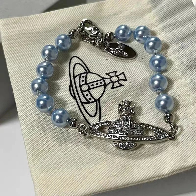 Vivienne Westwood Orb Blue Pearl Crystal Bracelet